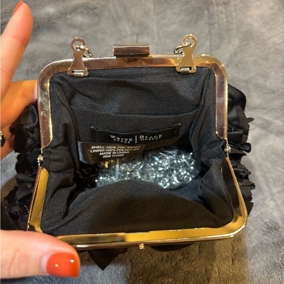 White House Black Market Black Rosette Clutch - Picture 4 of 5